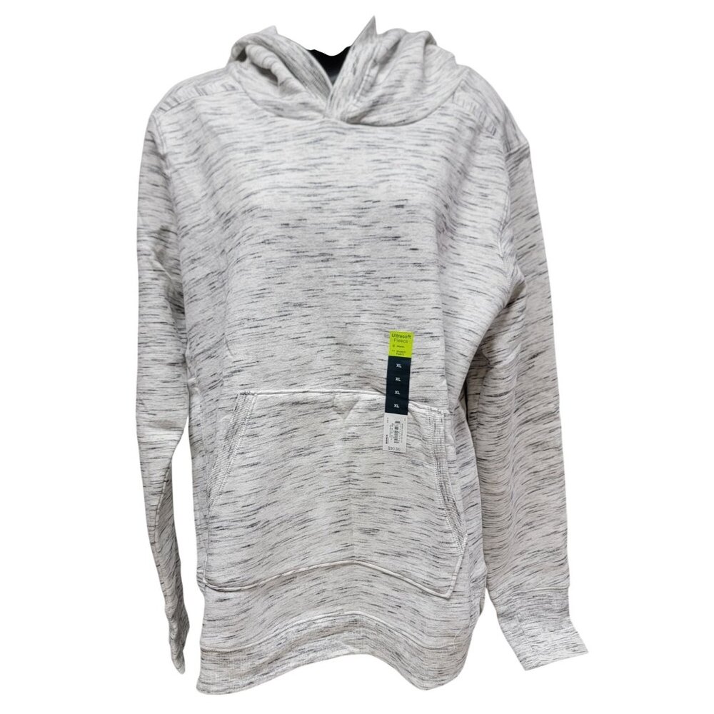 Tek Gear Ultrasoft Fleece Hoodie XL White Heathered Warm Stretch Fabric